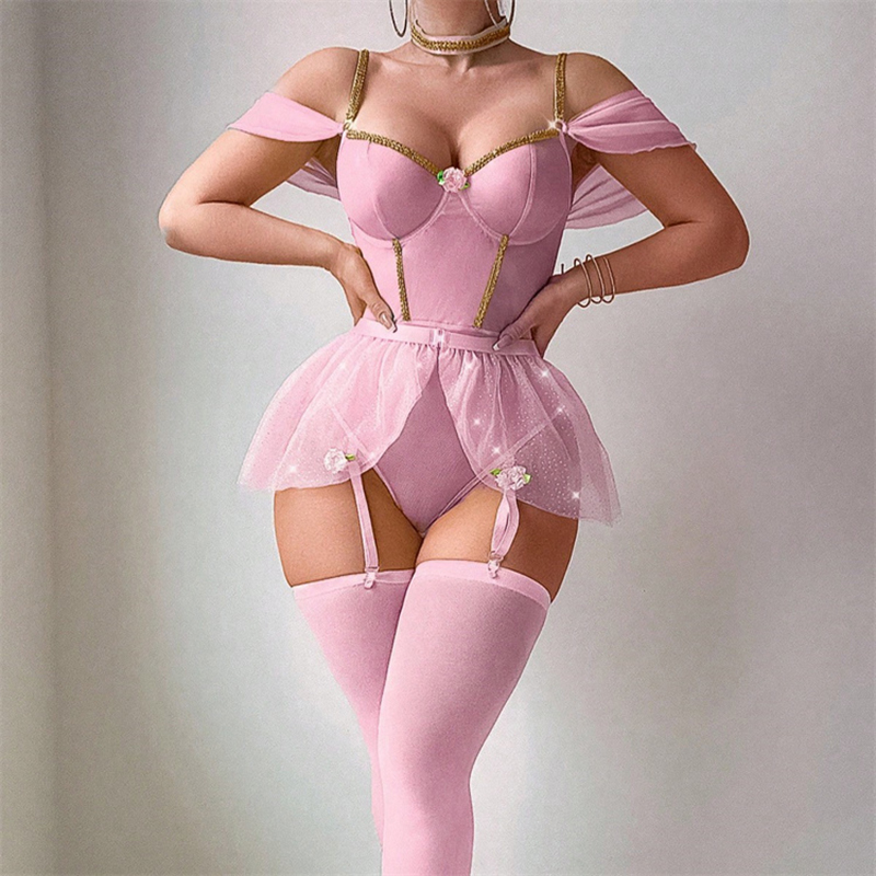 Shiny Bodysuit Lingerie Set Wo - огляд і ціна Fishnet Stocking Women