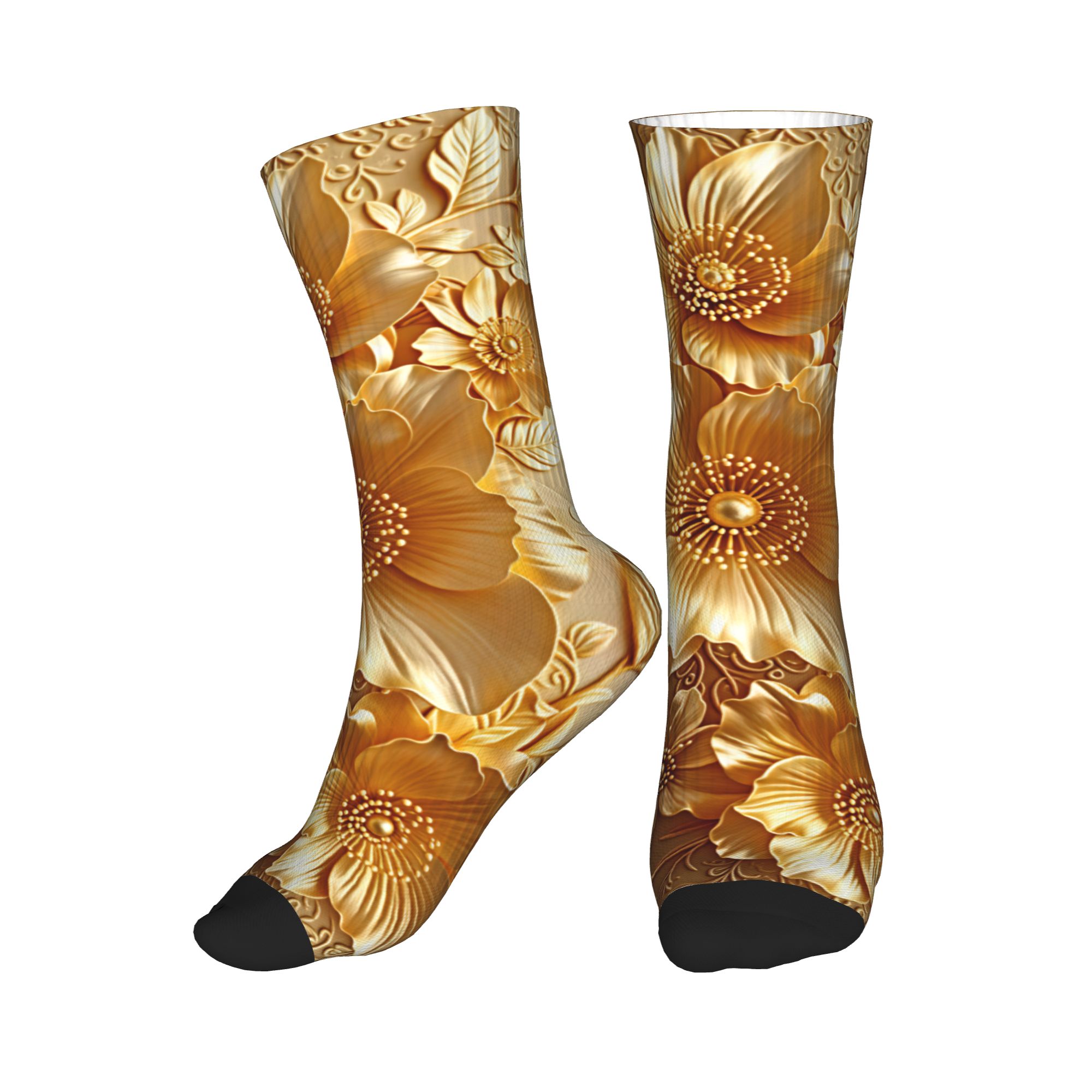 3D Embossed Golden Floral Seam - огляд і ціна Dress Sock Men