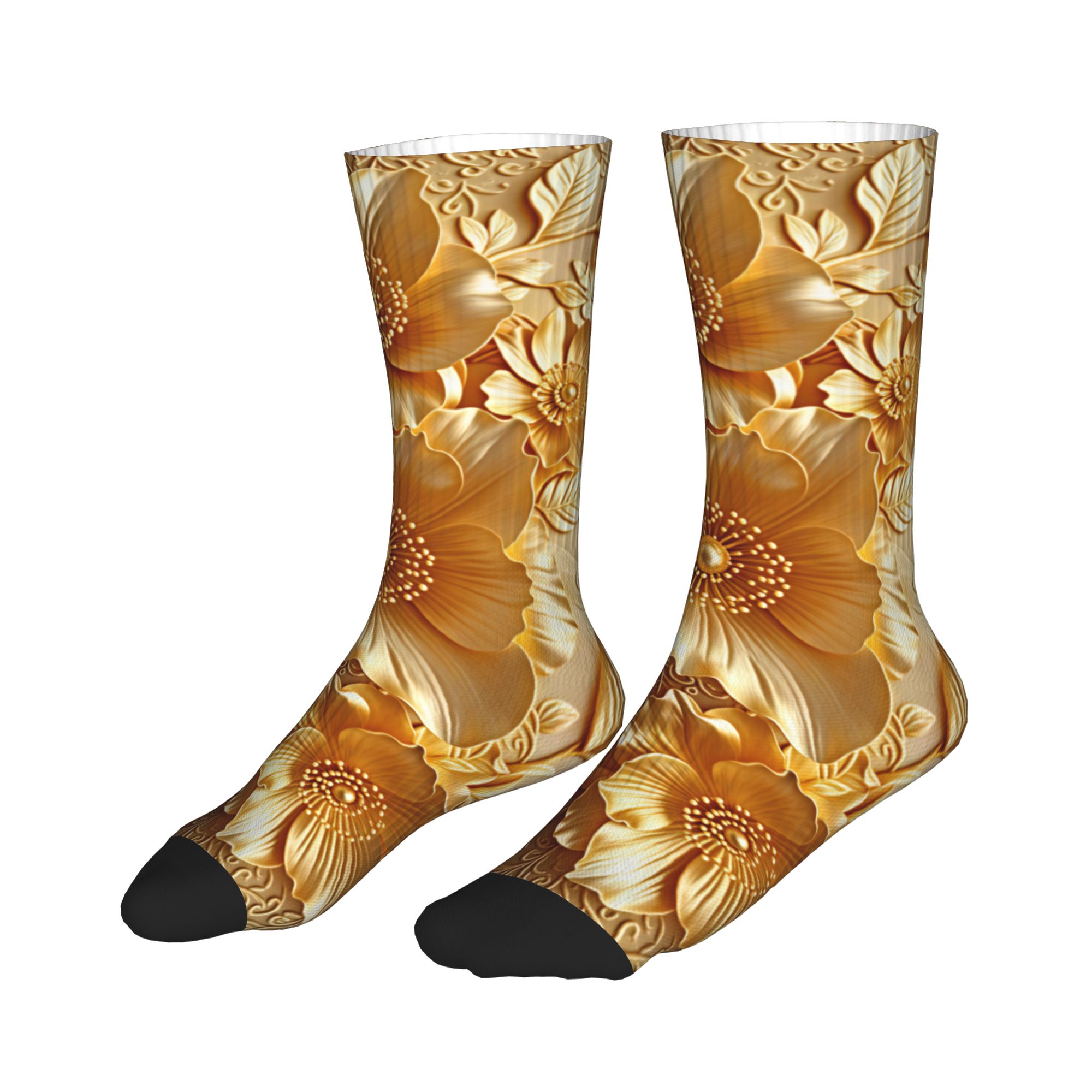 3D Embossed Golden Floral Seam - огляд і ціна Dress Sock Men